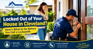 Locked out of house in Cleveland with a locksmith helping homeowners regain safe access